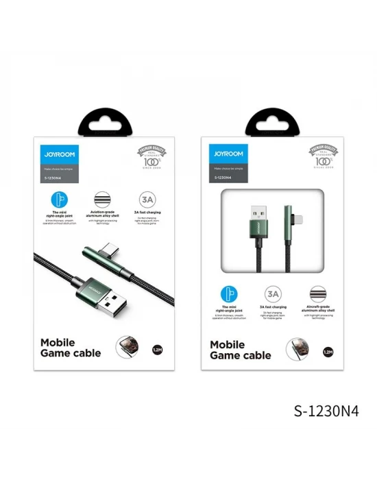 Joyroom S-1230N4 3A USB - Type-C Hızlı Şarj ve Data Kablosu Gaming Mint Yeşili