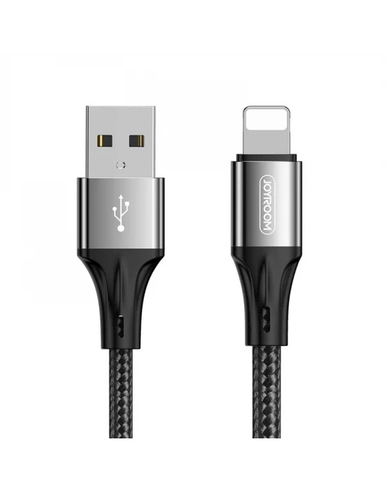 Joyroom S-1230N6 iPhone Lightning Hızlı Şarj ve Data Kablosu Örgü 3A 1.2M Siyah