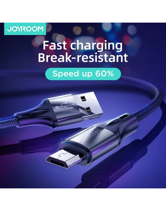 Joyroom S-1230N6 Mikro Hızlı Şarj ve Data Kablosu Örgü 3A 1.2M Siyah