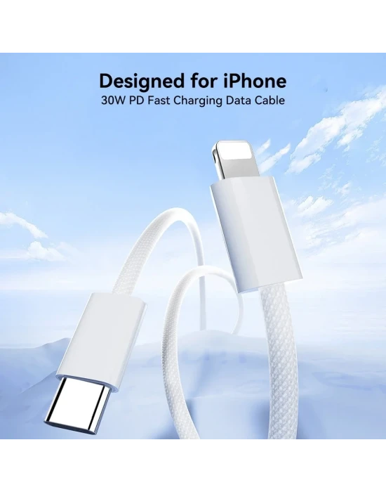 Joyroom S-A45 İphone Uyumlu Hasır Yeni Tip Type-cden Lightning Şarj Kablosu 60W