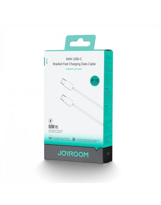 Joyroom S-A45 İphone Uyumlu Hasır Yeni Tip Type-cden Type-c Şarj Kablosu 60W