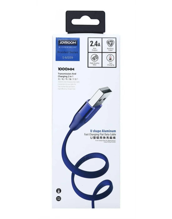 Joyroom S-M359 1M 2.4A Mikro Hızlı Şarj ve Data Kablosu Mavi