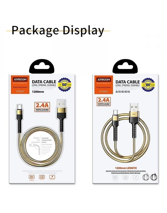 Joyroom S-M363 1.2m 2.4A Type-C USB Hızlı Şarj ve Data Kablosu Gold