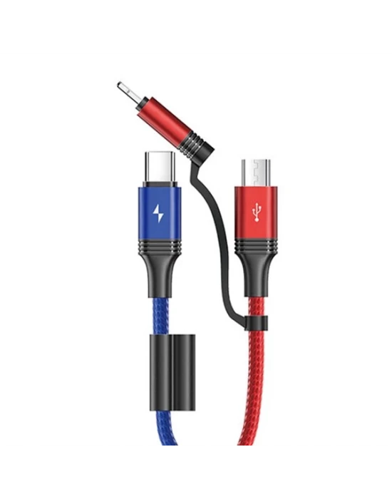 Joyroom S-M376 Type-c Mikro İphone Örgülü Çoklu USB Kablosu