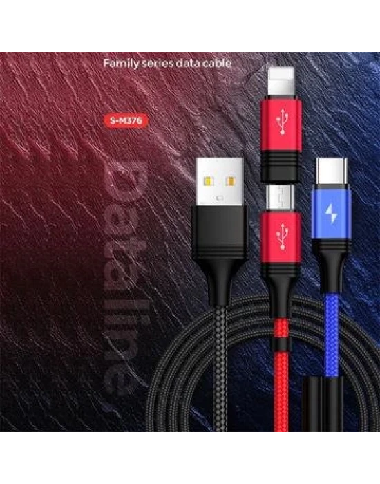Joyroom S-M376 Type-c Mikro İphone Örgülü Çoklu USB Kablosu
