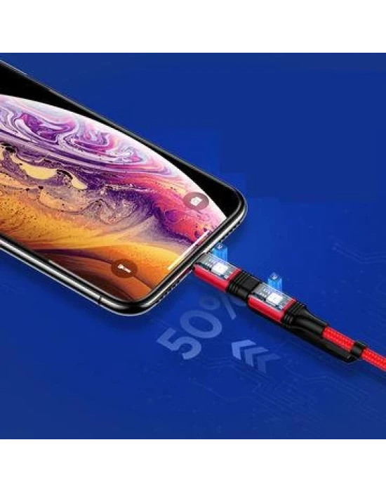 Joyroom S-M376 Type-c Mikro İphone Örgülü Çoklu USB Kablosu
