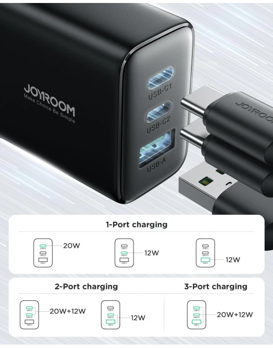 Joyroom TCF10 1 Usb 2 Type-c Çıkışlı 32w Şarj Adaptörü