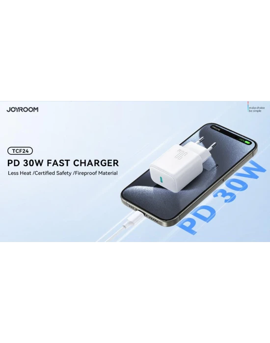 Joyroom TCF24set Akım Korumalı 30W Pd Type-C Şarj Adaptörlü Ve Type-C Şarj Kablosu