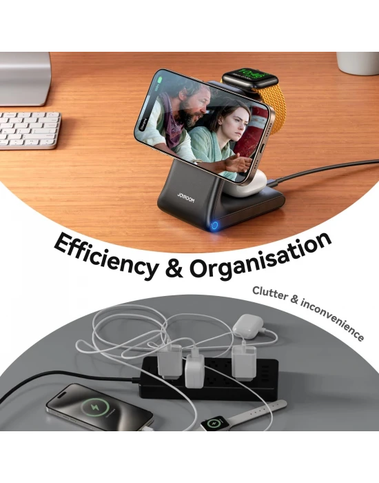 Joyroom W15 3in 1 Katlanabilir Çoklu Masaüstü Kablosuz Şarj Standı