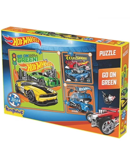Kırkpapuç Hot Wheels Go On Green Çocuk Puzzle