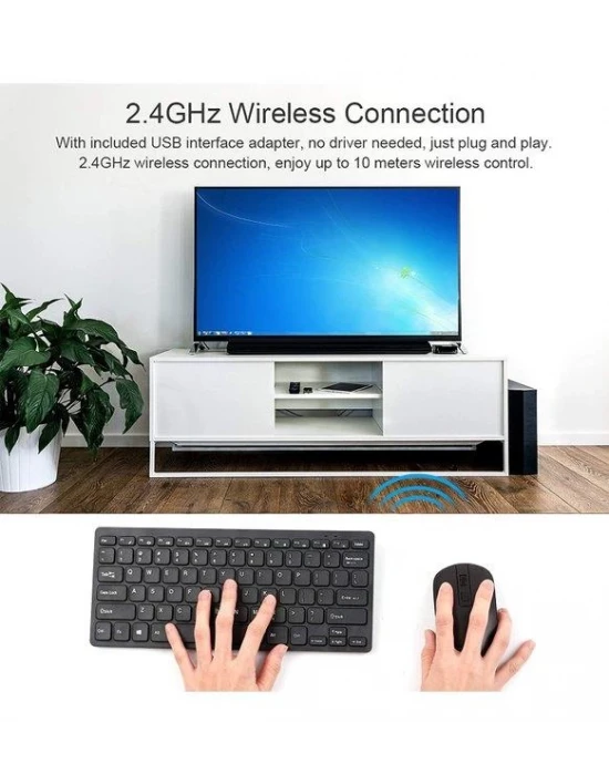 Klavye Mouse Seti 2.4G Wireless 78 Tuşlu Klavye Taşınabilir