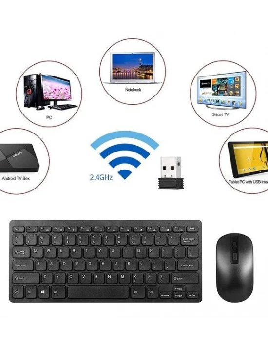 Klavye Mouse Seti 2.4G Wireless 78 Tuşlu Klavye Taşınabilir