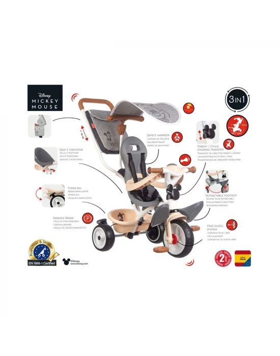 Mickey Mouse Evolutive Metal Üç Tekerlekli Bisiklet 41402