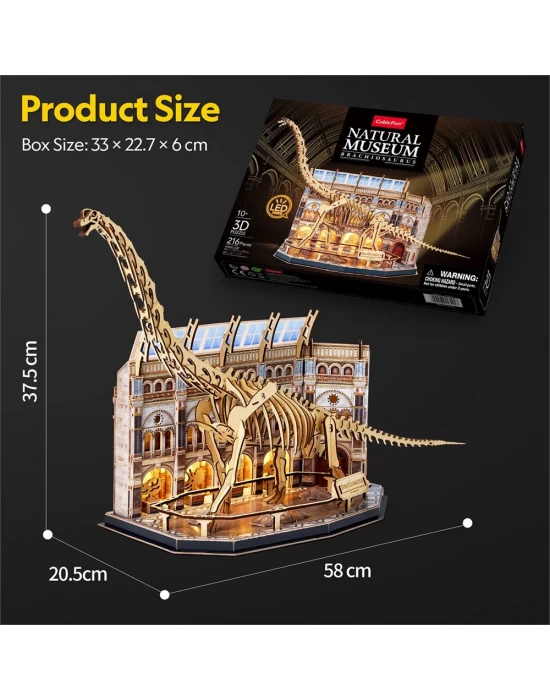 Natural Museum - Brachiosaurus 3D Puzzle (Led Işıklı) L544h