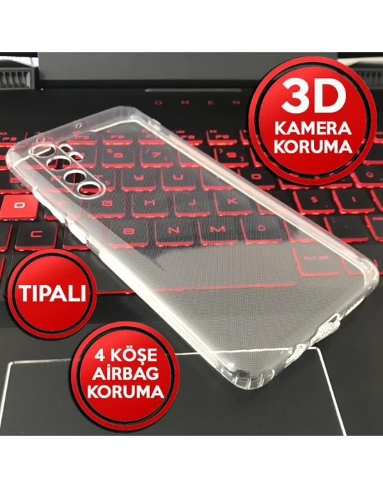 Oppo A15S Tıpalı Kamera Korumalı Şeffaf Silikon Kılıf