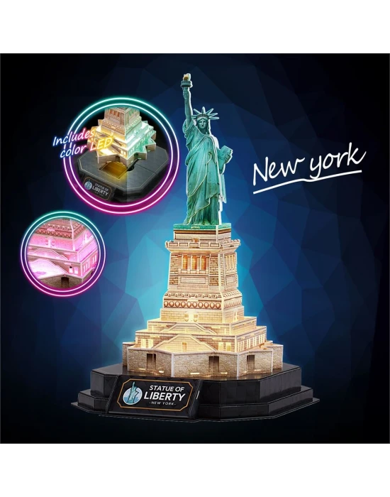 Özgürlük Heykeli 3D Puzzle (Led Işıklı) L536h