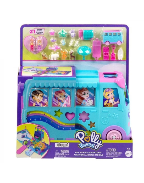 Polly Pocket Dönüşebilen Evcil Hayvan Karavanı Oyun Seti JCC22