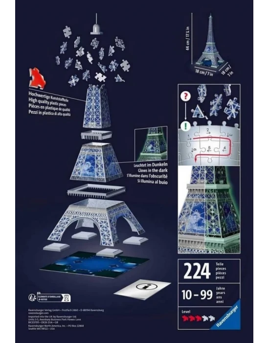 Ravensburger Karanlıkta Parlayan 3D Puzzle Eyfel