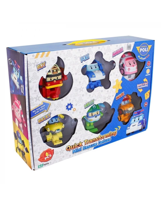 Robocar Poli Quick Transforming Mini Rescue Deluxe Araçlar 6lı S