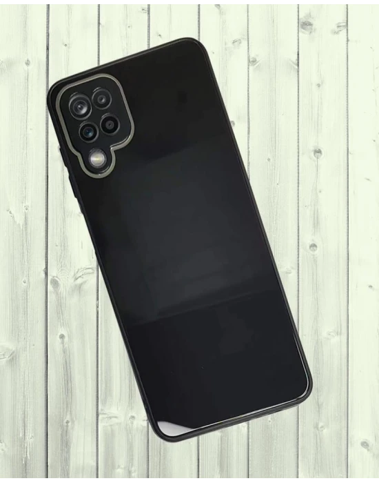 Samsung Galaxy A12 Parlak Cam Kamera Korumalı Telefon Kılıfı