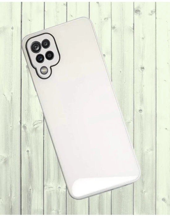 Samsung Galaxy A12 Parlak Cam Kamera Korumalı Telefon Kılıfı