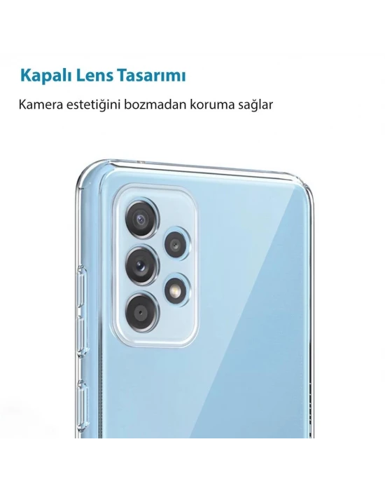 Samsung Galaxy A22 Kamera Korumalı Şeffaf Tıpalı Silikon Kılıf