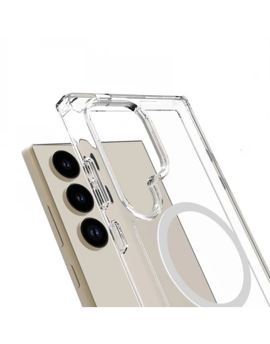 Samsung Galaxy S24 Ultra Kılıf Crystal Sert MagSafe Özellikli Şeffaf