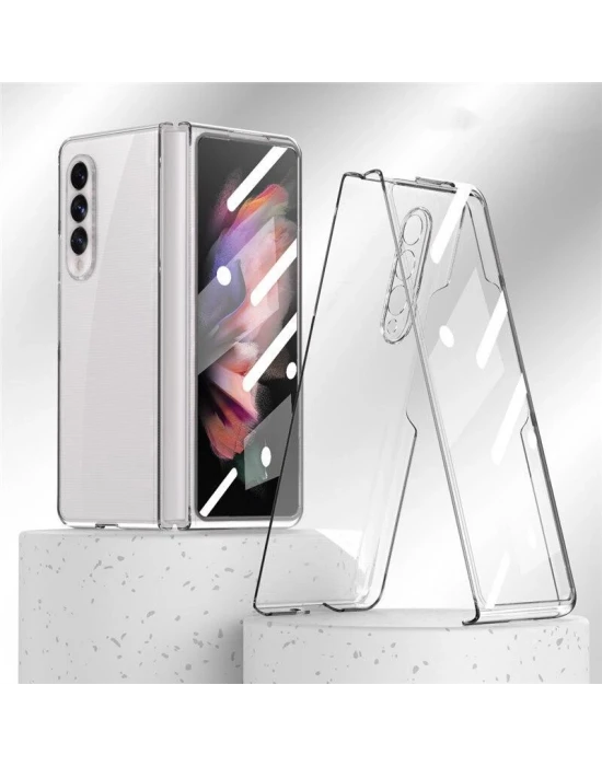 Samsung Galaxy Z Fold 3 Sert Kristal Telefon Kılıfı Koruma Kılıf - Şeffaf
