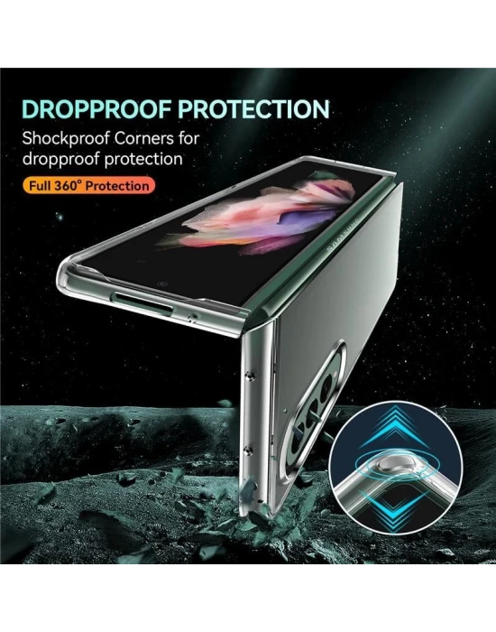 Samsung Galaxy Z Fold 3 Sert Kristal Telefon Kılıfı Koruma Kılıf - Şeffaf
