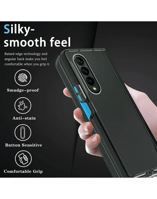 Samsung Galaxy Z Fold 4 Sert Kristal Telefon Kılıfı Koruma Kılıf - Şeffaf