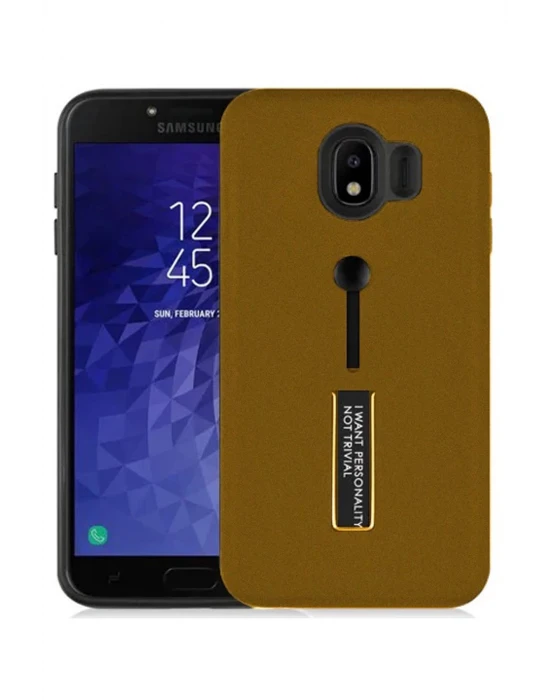 SAMSUNG J4 STANDLI KILIF KAHVERENGİ