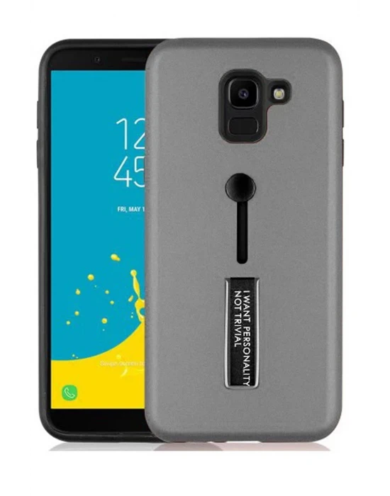 SAMSUNG J6 STANDLI KILIF GRİ
