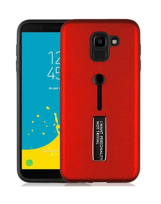 SAMSUNG J6 STANDLI KILIF KIRMIZI