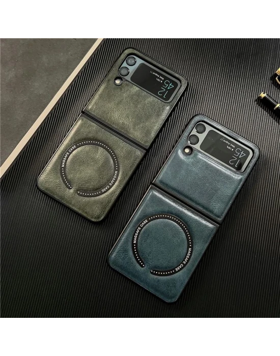 Samsung Z Flip 3 Deri Magsafe Özellikli Kılıf