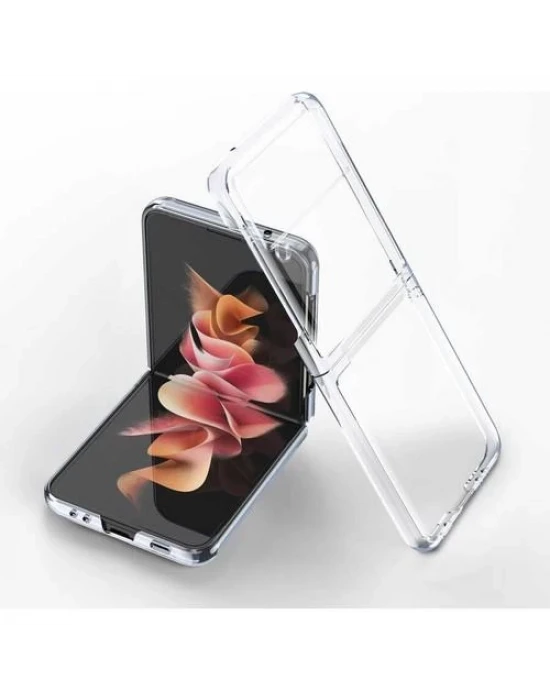 Samsung Z Flip 3 Şeffaf Korumalı Silikon Kılıf - Telefon Kılıfı