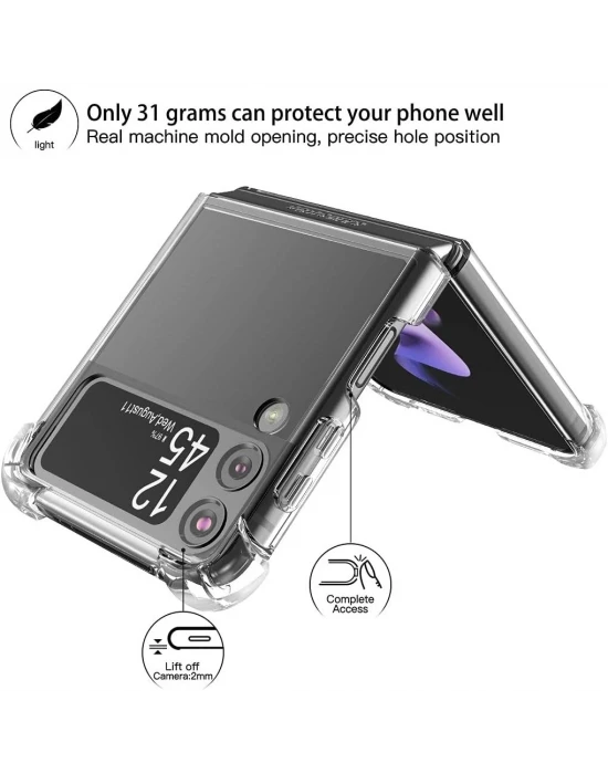 Samsung Z Flip 3 Şeffaf Korumalı Silikon Kılıf - Telefon Kılıfı