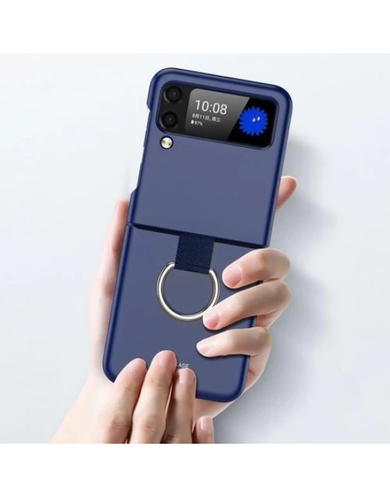 Samsung Z Flip 4 Yüzüklü Standlı Mat Kılıf &Kapak