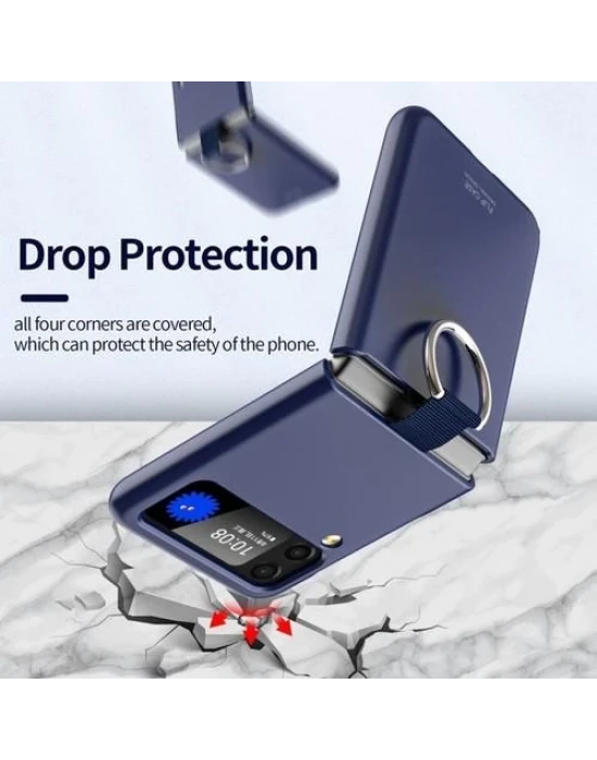 Samsung Z Flip 4 Yüzüklü Standlı Mat Kılıf &Kapak