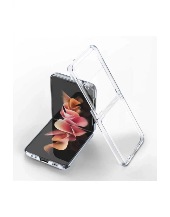 Samsung Z Flip 5 ile Uyumlu 2 Parçalı Şeffaf Kılıf
