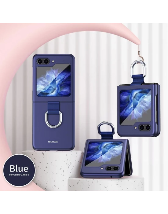 Samsung Z Flip 5 Yüzüklü Standlı Mat Kılıf