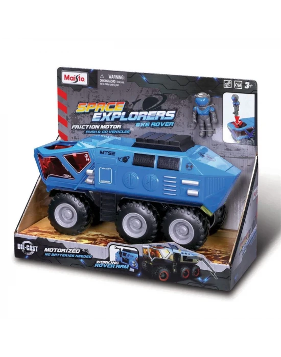 Space Explorers 6x6 Rover Sürtmeli Uzay Aracı ve Figür Mavi