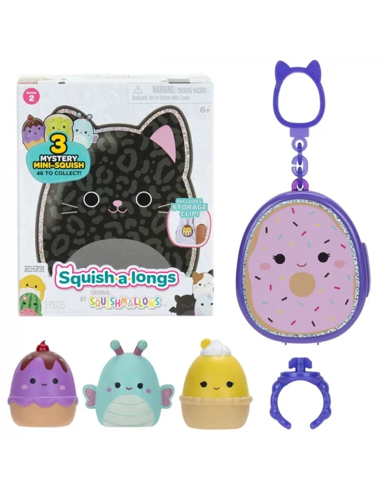 Squish-a-longs 3 Figür + Yüzük Çantalı Sürpriz Paket Seri 2