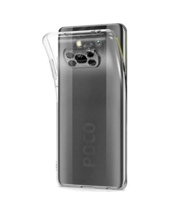 Xiaomi Poco X3 Kamera Korumalı Şeffaf Tıpalı Silikon Kılıf