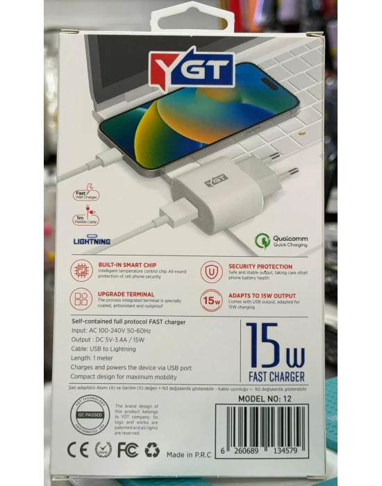 YGT+ 15W İPHONE ŞARJ ALETİ KABLO SET