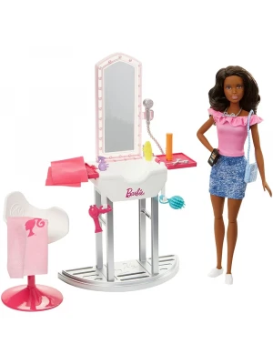 Barbie Bebek Ve Güzellik Salonu Oyun Seti Fjb37