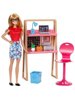 Barbie Bebek ve Çalışma Masası Oyun Seti DVX52