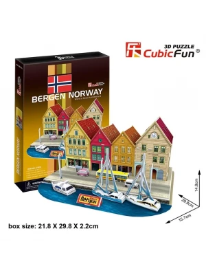 Cubic Fun 3D 44 Parça Puzzle Bergen İskelesi - Norveç