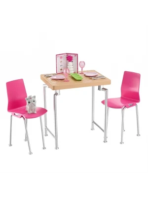 Barbie Ev İçi Dekorasyon Yemek Masası Oyun Seti DVX45