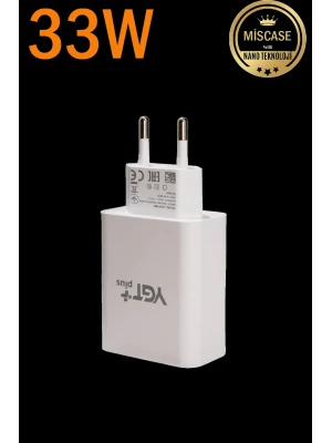 33w Turbo Şarj Özellikli USB + PD Şarj Aleti