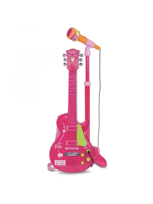 Bontempi Ayaklı Mikrofonlu Pembe Elektronik Çocuk Rock Gitarı